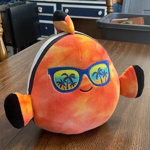 “5/$20” soft plush orange fish with sunglasses